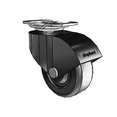 Monarch Top Plate Black Oxide Swivel Caster with 2 x .8125 Black Soft Rubber Wheel