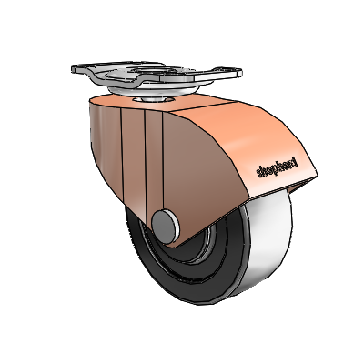 Monarch Top Plate Copper Oxide Swivel Caster with 2 x .8125 Black Polyolefin Wheel