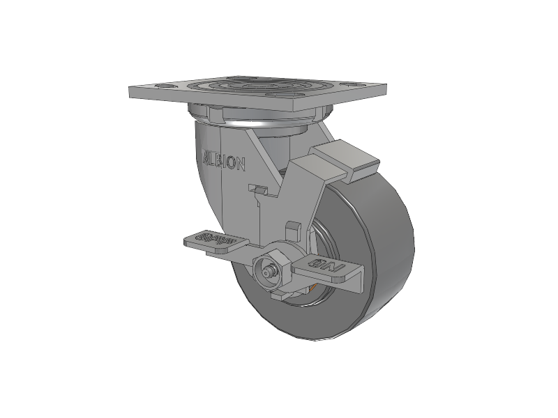 16 Series Top Plate Swivel Caster with 4 x 2 Grey Polyurethane XP - X-treme Plus Solid Polyurethane Wheel and Face Brake