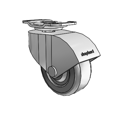 Monarch Top Plate Polished Nickel Swivel Caster with 2 x .8125 Black Hard Rubber Wheel