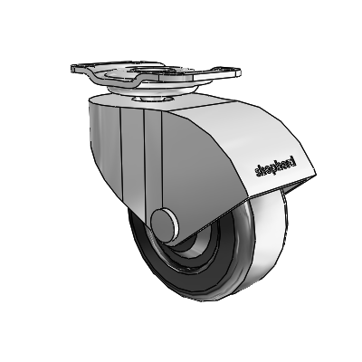 Monarch Top Plate Polished Nickel Swivel Caster with 2 x .8125 Black Soft Rubber Wheel