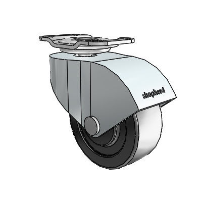 Monarch Top Plate Zinc Swivel Caster with 2 x .8125 Black Polyolefin Wheel