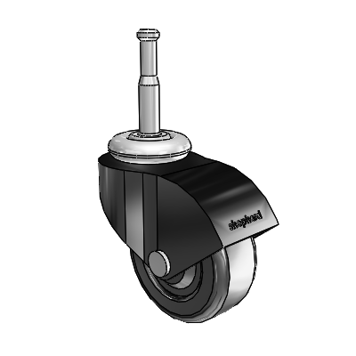 Monarch Grip Neck Black Oxide Swivel Caster with 2 x .8125 Black Soft Rubber Wheel