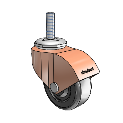 Monarch Threaded Stem Copper Oxide Swivel Caster with 2 x .8125 Black Soft Rubber Wheel