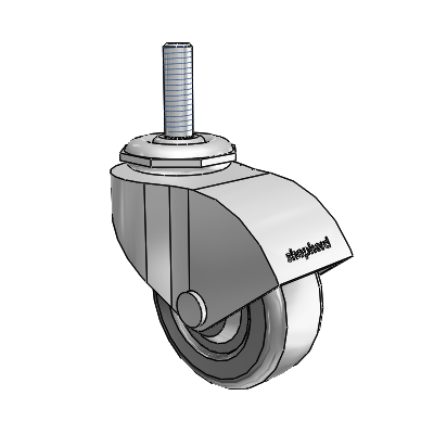 Monarch Threaded Stem Polished Nickel Swivel Caster with 2 x .8125 Black Hard Rubber Wheel