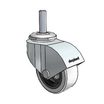 Monarch Threaded Stem Zinc Swivel Caster with 2 x .8125 Grey Thermoplastic Urethane Wheel