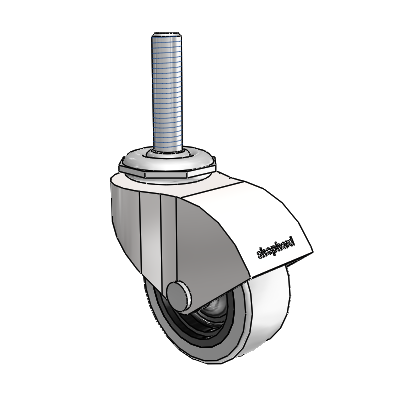 Monarch Threaded Stem Bright Chrome Swivel Caster with 2 x .8125 Grey Thermoplastic Urethane Wheel