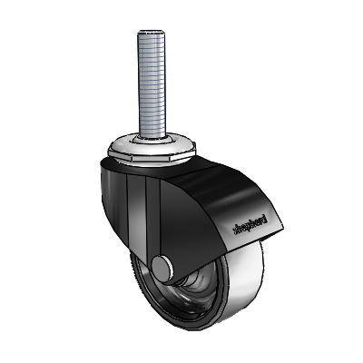 Monarch Threaded Stem Black Oxide Swivel Caster with 2 x .8125 Black Polyolefin Wheel