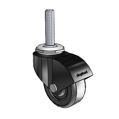 Monarch Threaded Stem Black Oxide Swivel Caster with 2 x .8125 Black Soft Rubber Wheel