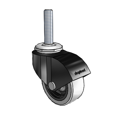 Monarch Threaded Stem Black Oxide Swivel Caster with 2 x .8125 Grey Thermoplastic Urethane Wheel