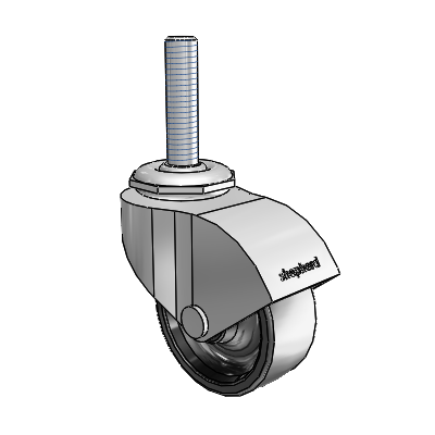 Monarch Threaded Stem Polished Nickel Swivel Caster with 2 x .8125 Black Polyolefin Wheel