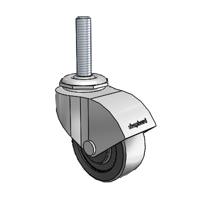Monarch Threaded Stem Polished Nickel Swivel Caster with 2 x .8125 Black Polyolefin Wheel