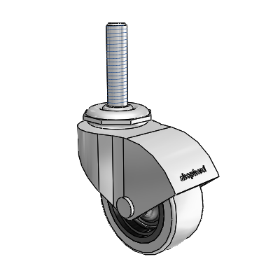 Monarch Threaded Stem Polished Nickel Swivel Caster with 2 x .8125 Grey Thermoplastic Urethane Wheel