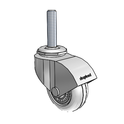 Monarch Threaded Stem Polished Nickel Swivel Caster with 2 x .8125 Clear Vipor Wheel