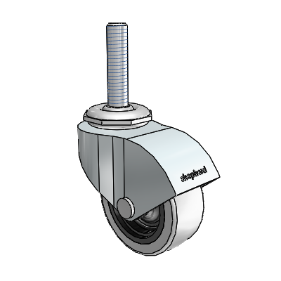 Monarch Threaded Stem Zinc Swivel Caster with 2 x .8125 Grey Thermoplastic Urethane Wheel