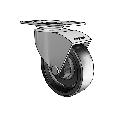 Monarch Top Plate Polished Nickel Swivel Caster with 2.5 x .8125 Black Polyolefin Wheel