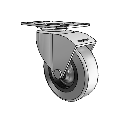 Monarch Top Plate Polished Nickel Swivel Caster with 2.5 x .8125 Grey Thermoplastic Rubber Wheel