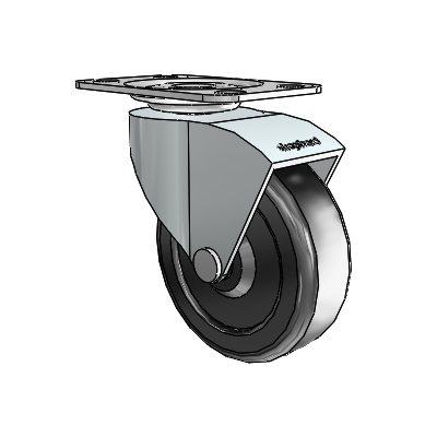 Monarch Top Plate Zinc Swivel Caster with 2.5 x .8125 Black Hard Rubber Wheel