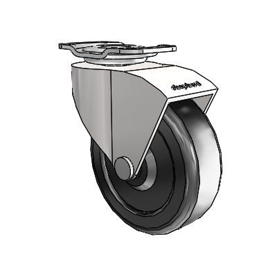 Monarch Top Plate Bright Chrome Swivel Caster with 2.5 x .8125 Black Soft Rubber Wheel