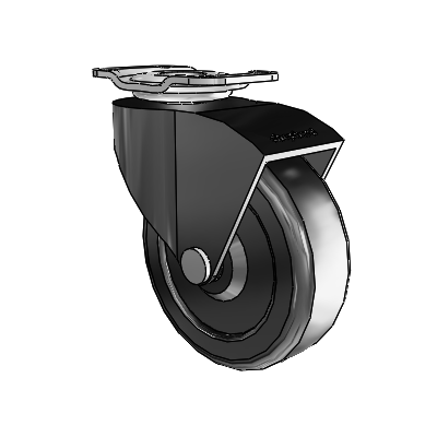Monarch Top Plate Black Oxide Swivel Caster with 2.5 x .8125 Black Hard Rubber Wheel
