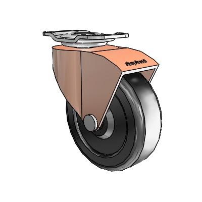 Monarch Top Plate Copper Oxide Swivel Caster with 2.5 x .8125 Black Soft Rubber Wheel