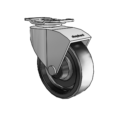 Monarch Top Plate Polished Nickel Swivel Caster with 2.5 x .8125 Black Polyolefin Wheel