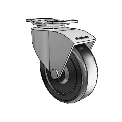 Monarch Top Plate Polished Nickel Swivel Caster with 2.5 x .8125 Black Soft Rubber Wheel