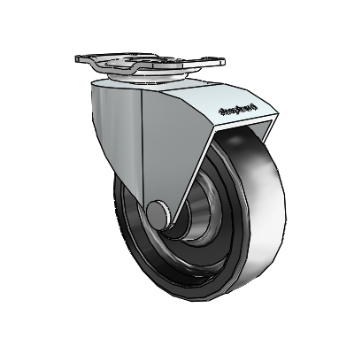 Monarch Top Plate Zinc Swivel Caster with 2.5 x .8125 Black Polyolefin Wheel
