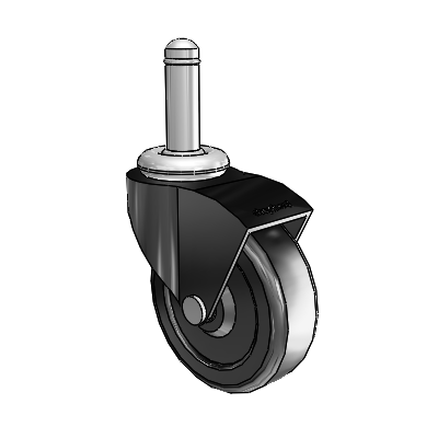 Roulette pivotante Monarch Grip Ring à anneau, finition oxyde noir, avec roue en caoutchouc dur noir de 2,5 x 0,8125