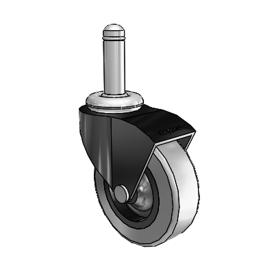 Roulette pivotante Monarch Grip Ring à anneau de serrage, finition oxyde noir, avec roue en caoutchouc thermoplastique gris de 2,5 x 0,8125