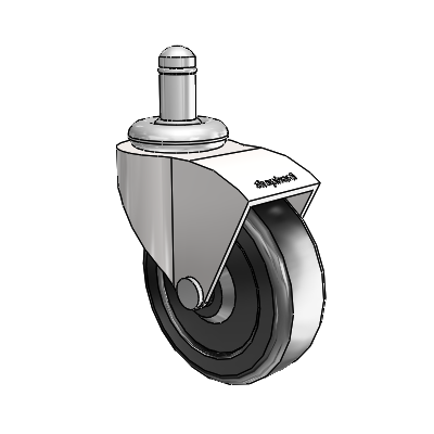 Monarch Grip Ring Bright Chrome Swivel Caster with 2.5 x .8125 Black Hard Rubber Wheel