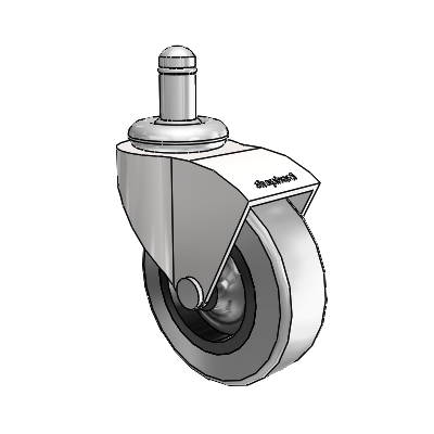 Monarch Grip Ring Bright Chrome Swivel Caster with 2.5 x .8125 Grey Thermoplastic Rubber Wheel