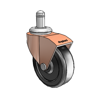 Monarch Grip Ring Copper Oxide Swivel Caster with 2.5 x .8125 Black Soft Rubber Wheel