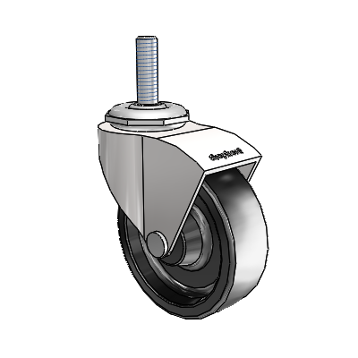 Monarch Threaded Stem Bright Chrome Swivel Caster with 2.5 x .8125 Black Polyolefin Wheel
