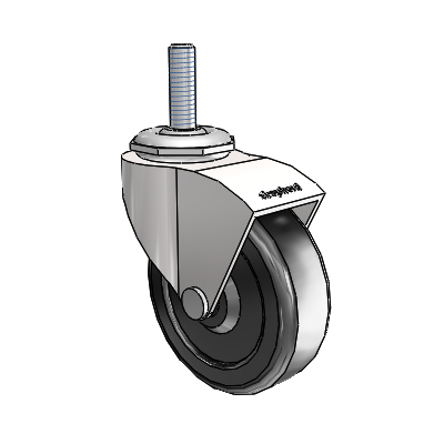Monarch Threaded Stem Bright Chrome Swivel Caster with 2.5 x .8125 Black Soft Rubber Wheel