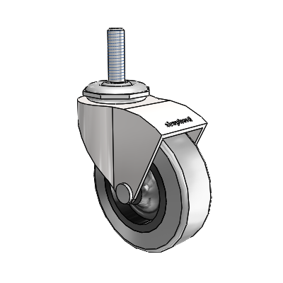 Monarch Threaded Stem Bright Chrome Swivel Caster with 2.5 x .8125 Grey Thermoplastic Rubber Wheel