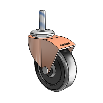 Monarch Threaded Stem Copper Oxide Swivel Caster with 2.5 x .8125 Black Soft Rubber Wheel