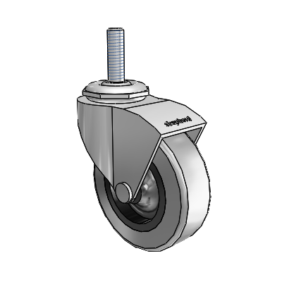 Monarch Threaded Stem Polished Nickel Swivel Caster with 2.5 x .8125 Grey Thermoplastic Rubber Wheel