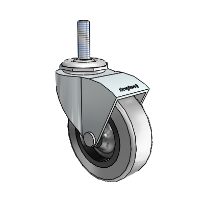 Monarch Threaded Stem Zinc Swivel Caster with 2.5 x .8125 Grey Thermoplastic Rubber Wheel