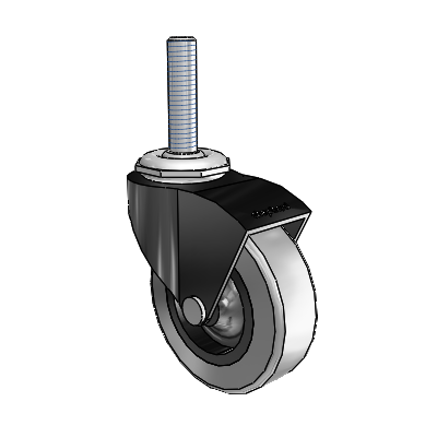 Monarch Threaded Stem Black Oxide Swivel Caster with 2.5 x .8125 Grey Thermoplastic Rubber Wheel