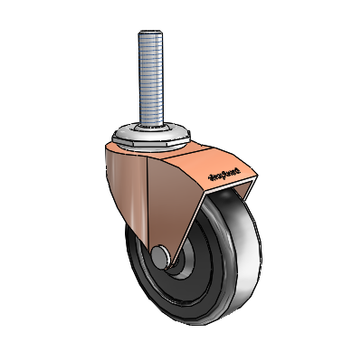 Monarch Threaded Stem Copper Oxide Swivel Caster with 2.5 x .8125 Black Soft Rubber Wheel