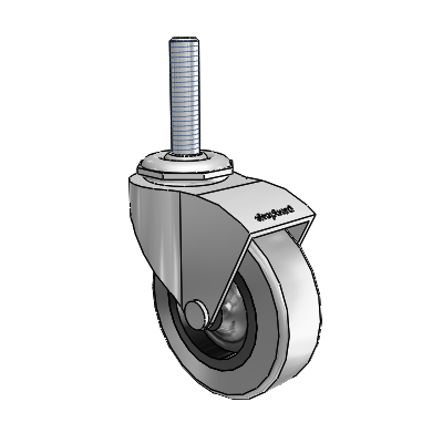 Monarch Threaded Stem Polished Nickel Swivel Caster with 2.5 x .8125 Grey Thermoplastic Rubber Wheel
