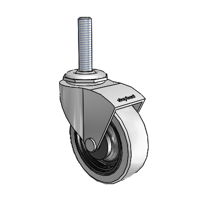 Monarch Threaded Stem Polished Nickel Swivel Caster with 2.5 x .8125 Grey Thermoplastic Urethane Wheel
