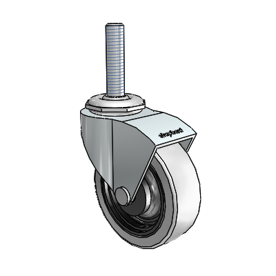 Monarch Threaded Stem Zinc Swivel Caster with 2.5 x .8125 Grey Thermoplastic Urethane Wheel