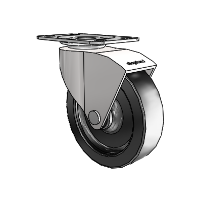 Monarch Top Plate Bright Chrome Swivel Caster with 3 x .8125 Black Polyolefin Wheel