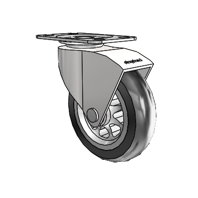Monarch Top Plate Bright Chrome Swivel Caster with 3 x .8125 Black No-Matic Rubber Wheel