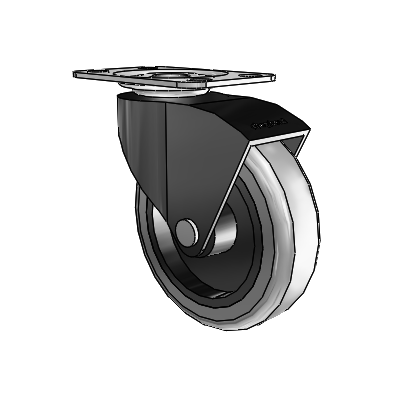 Monarch Top Plate Black Oxide Swivel Caster with 3 x .8125 Grey Thermoplastic Rubber Wheel