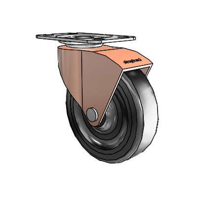 Monarch Top Plate Copper Oxide Swivel Caster with 3 x .8125 Black Hard Rubber Wheel