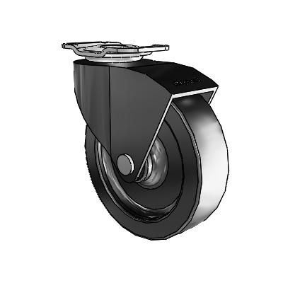 Roulette pivotante Monarch à plaque supérieure oxydée noire, équipée de 3 roues en polyoléfine noire de 0,8125