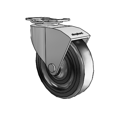 Monarch Top Plate Polished Nickel Swivel Caster with 3 x .8125 Black Hard Rubber Wheel